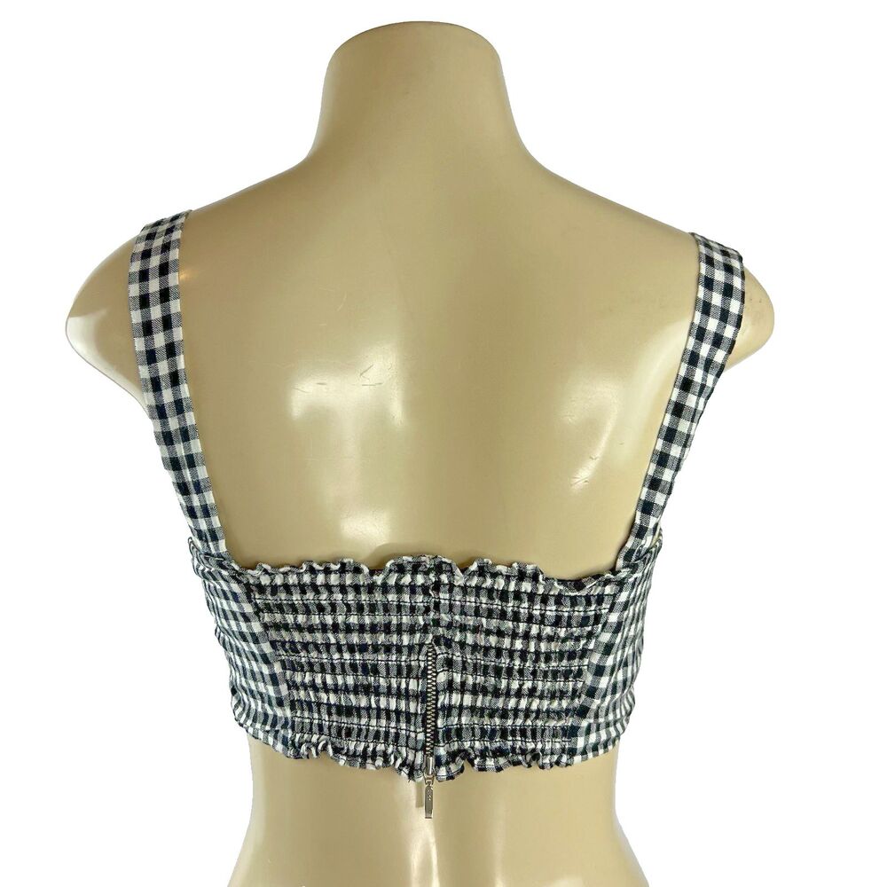 Reformation Saldana Two Piece Set Size 2 Linen Black White Gingham Crop Top Pant - Picture 5 of 16